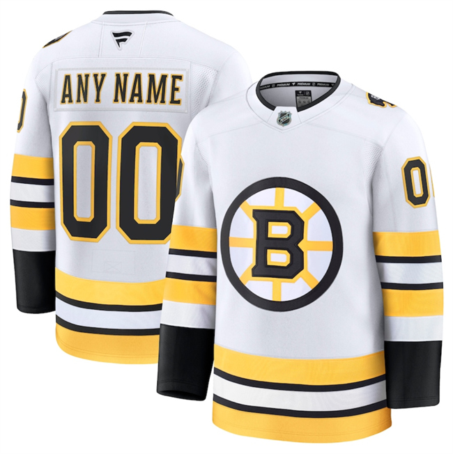 Men's White Boston Bruins Active Player Custom 2025 Away Stitched Hockey Jersey